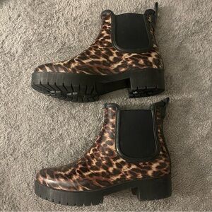 Leopard Print Jeffrey Campbell Rain Boots for Women